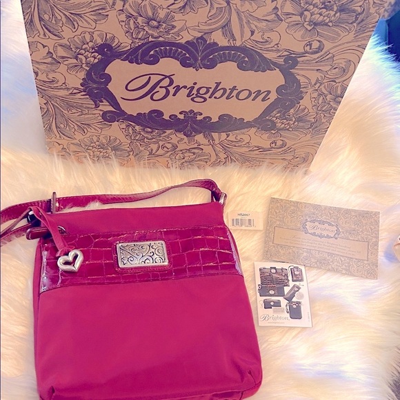 NWT&B Brighton Burgundy Crossbody Bag with Heart Charm - Picture 5 of 9